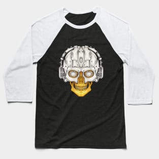 Skull headphones cyberpunk futuristic. Baseball T-Shirt